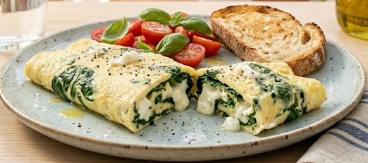 Tortilla francesa con espinacas