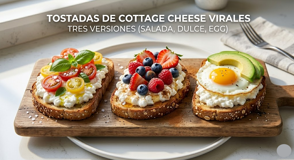 Tostada de cottage cheese viral: tres versiones con 25 g de proteína