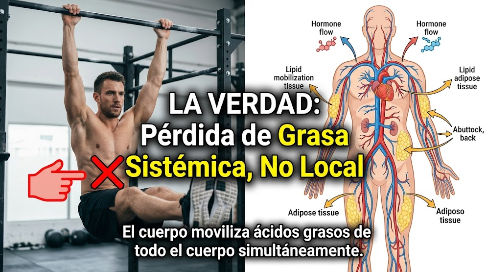 Infografía sobre pérdida de grasa sistémica y no localizada