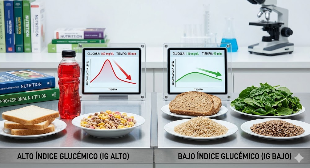 Comparación de índice glucémico alto y bajo