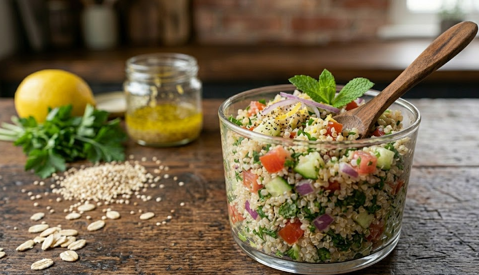 Bol de tabulé de quinoa con hierbas