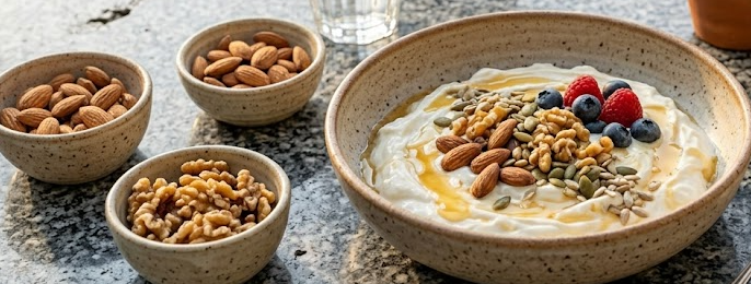 Bol de skyr con frutos secos