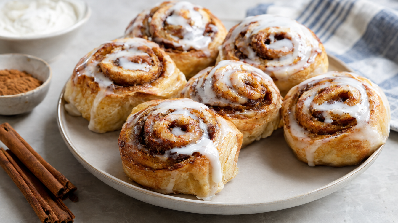Rollitos de canela con yogur griego