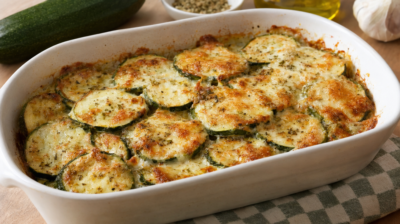 Calabacín gratinado con queso ligero