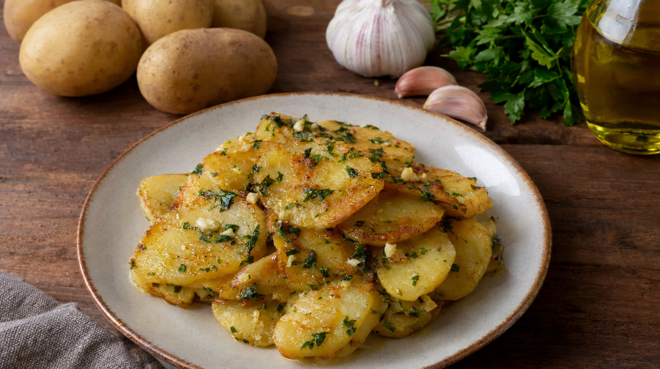 Patatas a lo pobre con ajo y perejil