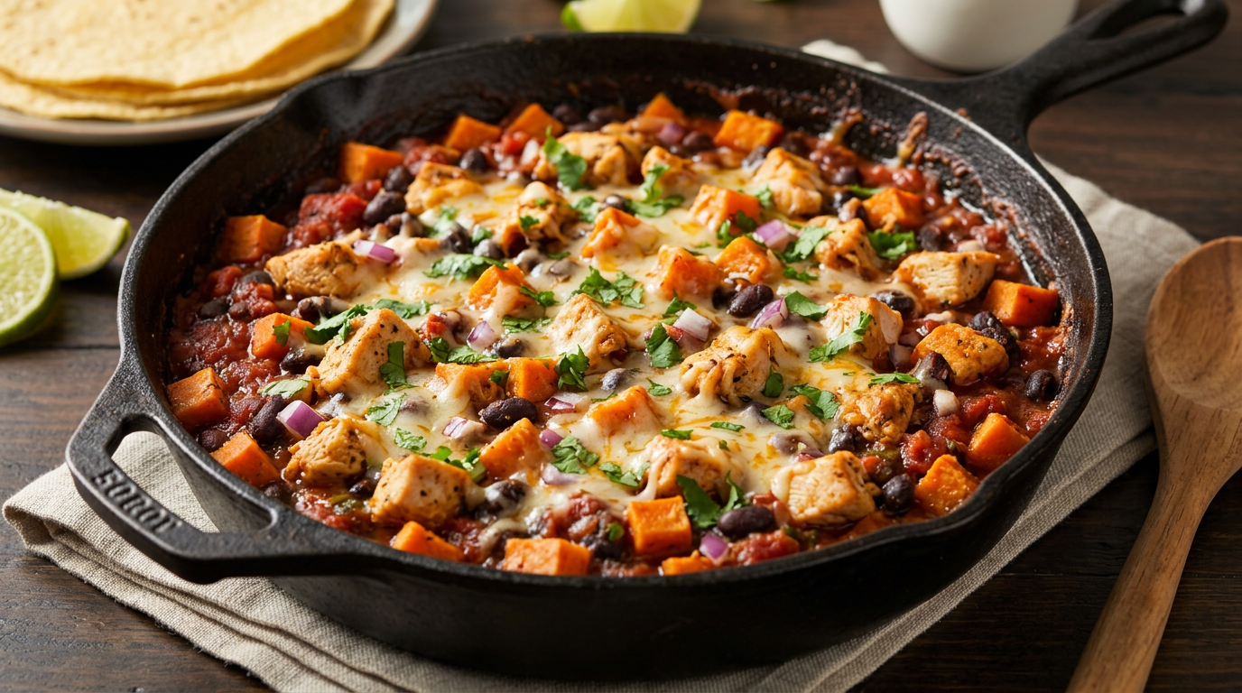 Enchilada skillet de pollo y boniato