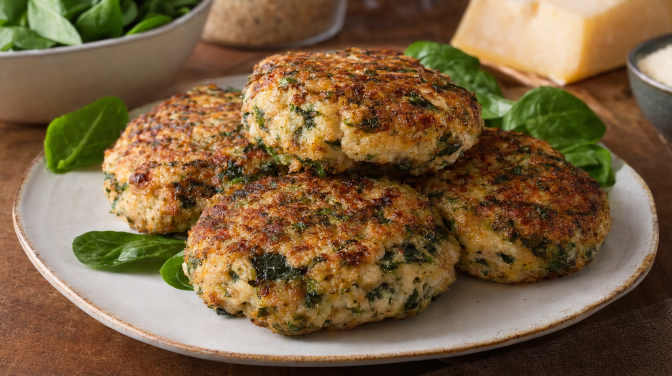 Hamburguesas caseras de pollo y espinacas