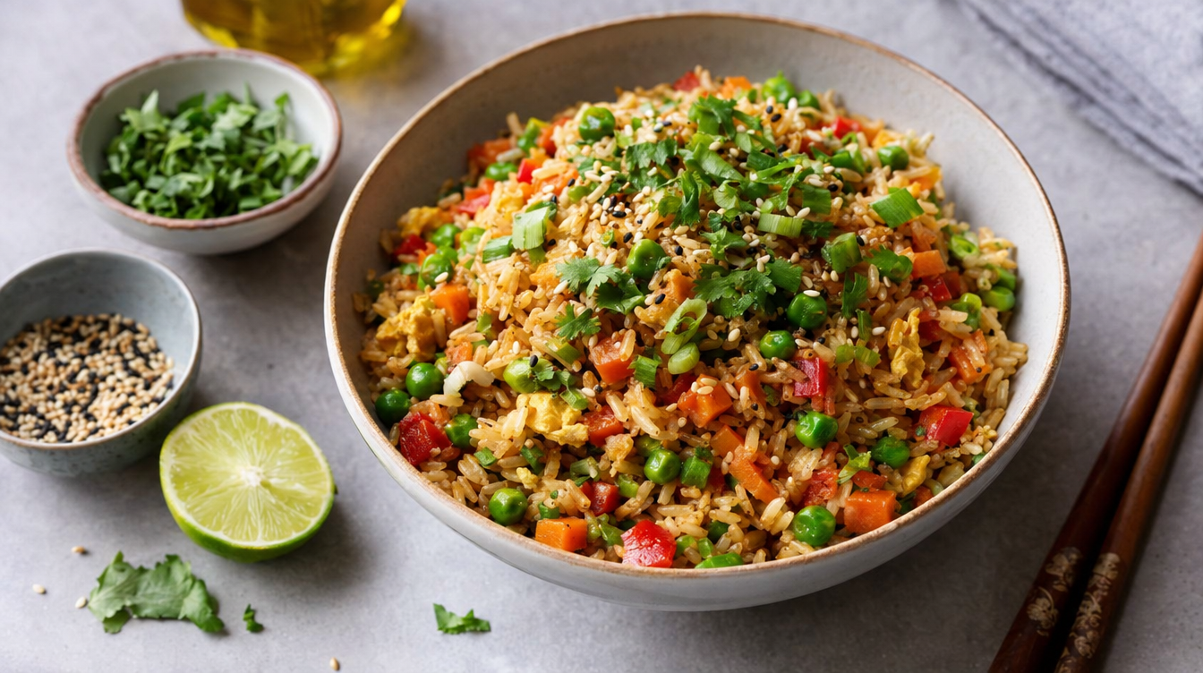 Arroz estilo asiático saludable