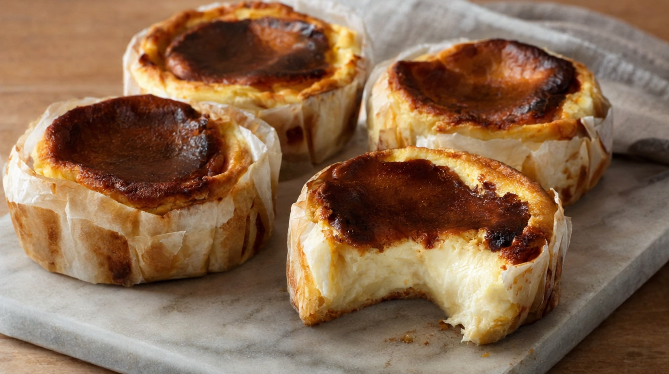 Mini tartas de queso estilo vasco