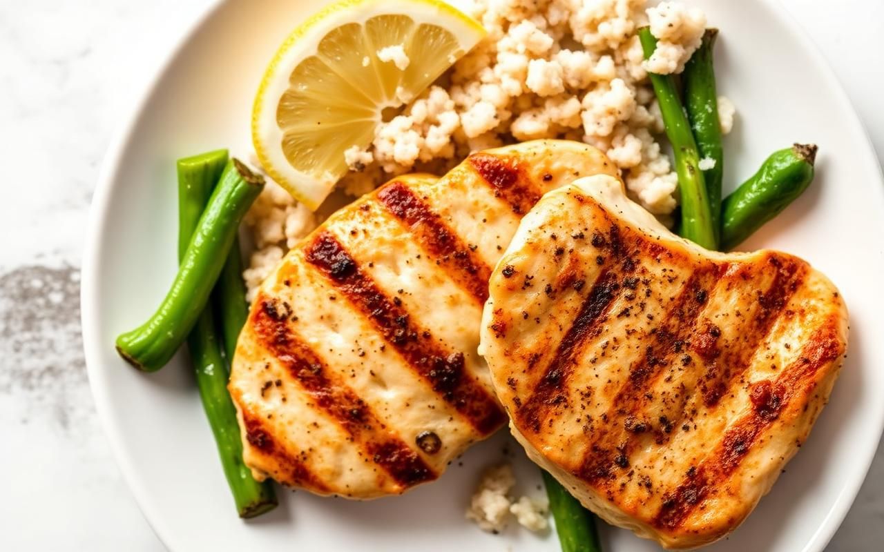 Plato proteico con ensalada y pechuga a la plancha en una dieta de definición